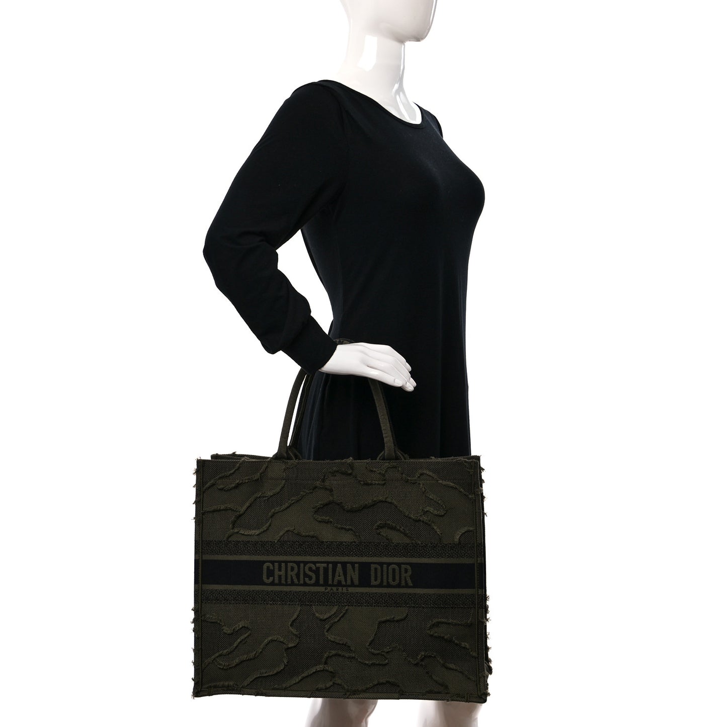 Canvas Embroidered Camouflage Book Tote Green