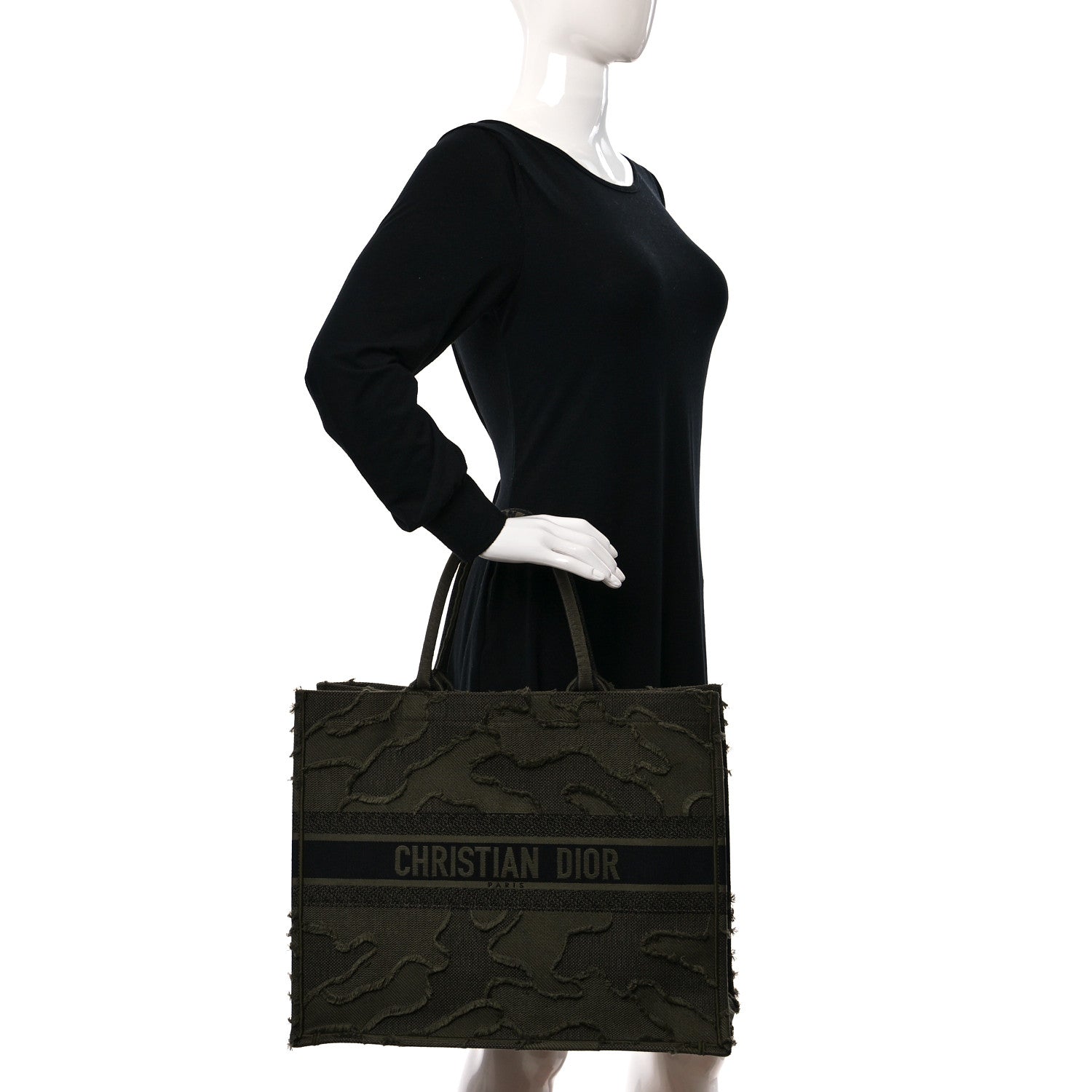 Christian Dior Canvas Embroidered Camouflage Book Tote Green 2 of 9