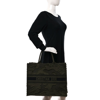 Christian Dior Canvas Embroidered Camouflage Book Tote Green 2 of 9