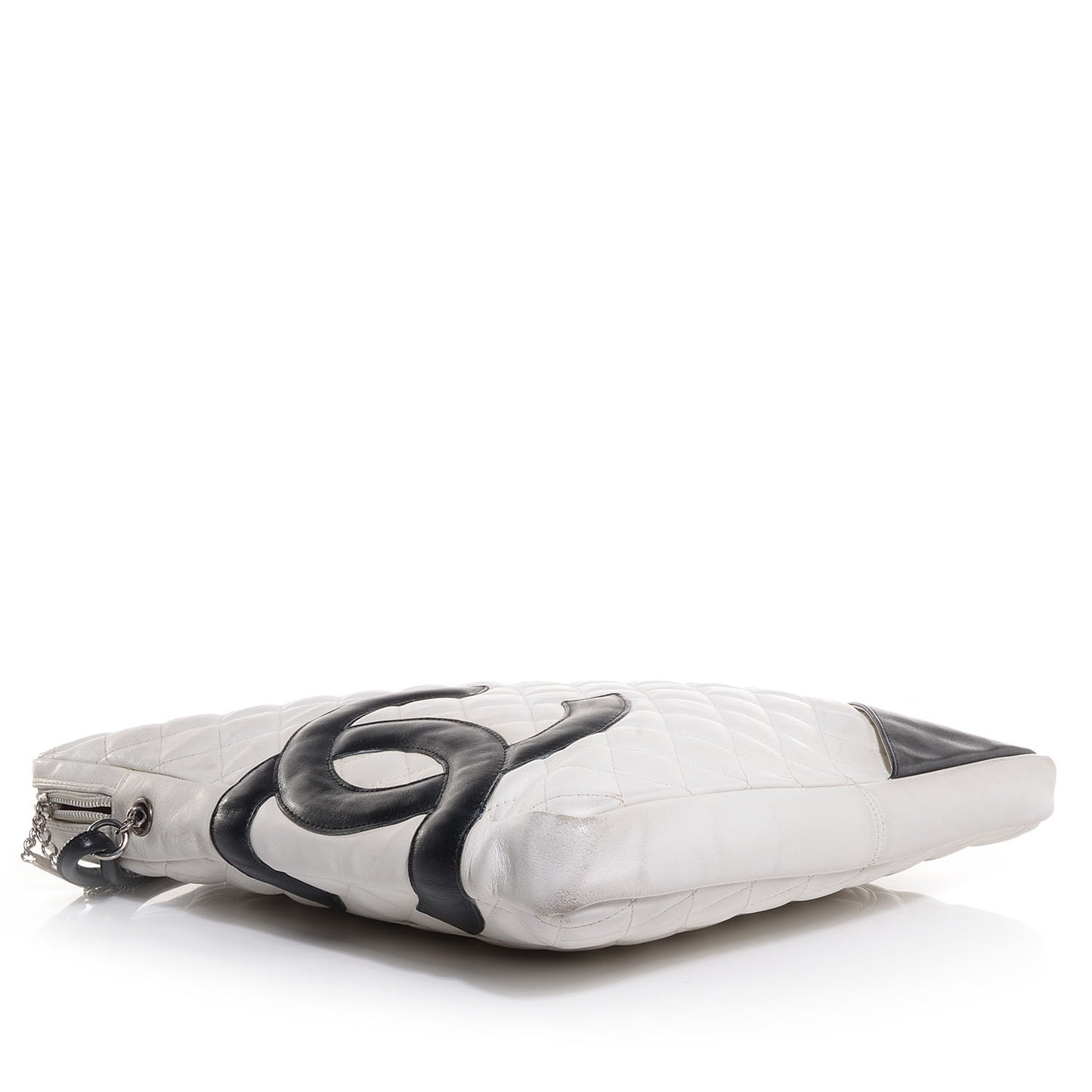 Calfskin Quilted Large Cambon Messenger White Black