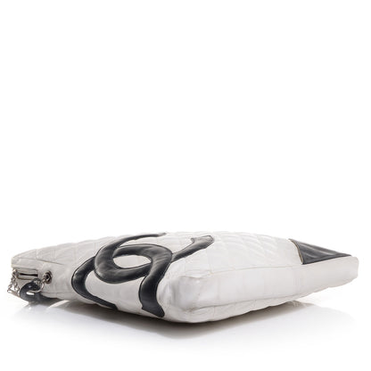 Chanel Calfskin Quilted Large Cambon Messenger White Black 4 of 10