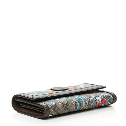 Gucci X DISNEY GG Supreme Monogram Donald Duck Interlocking G Continental Wallet Beige Multicolor New Acero 4 of 8