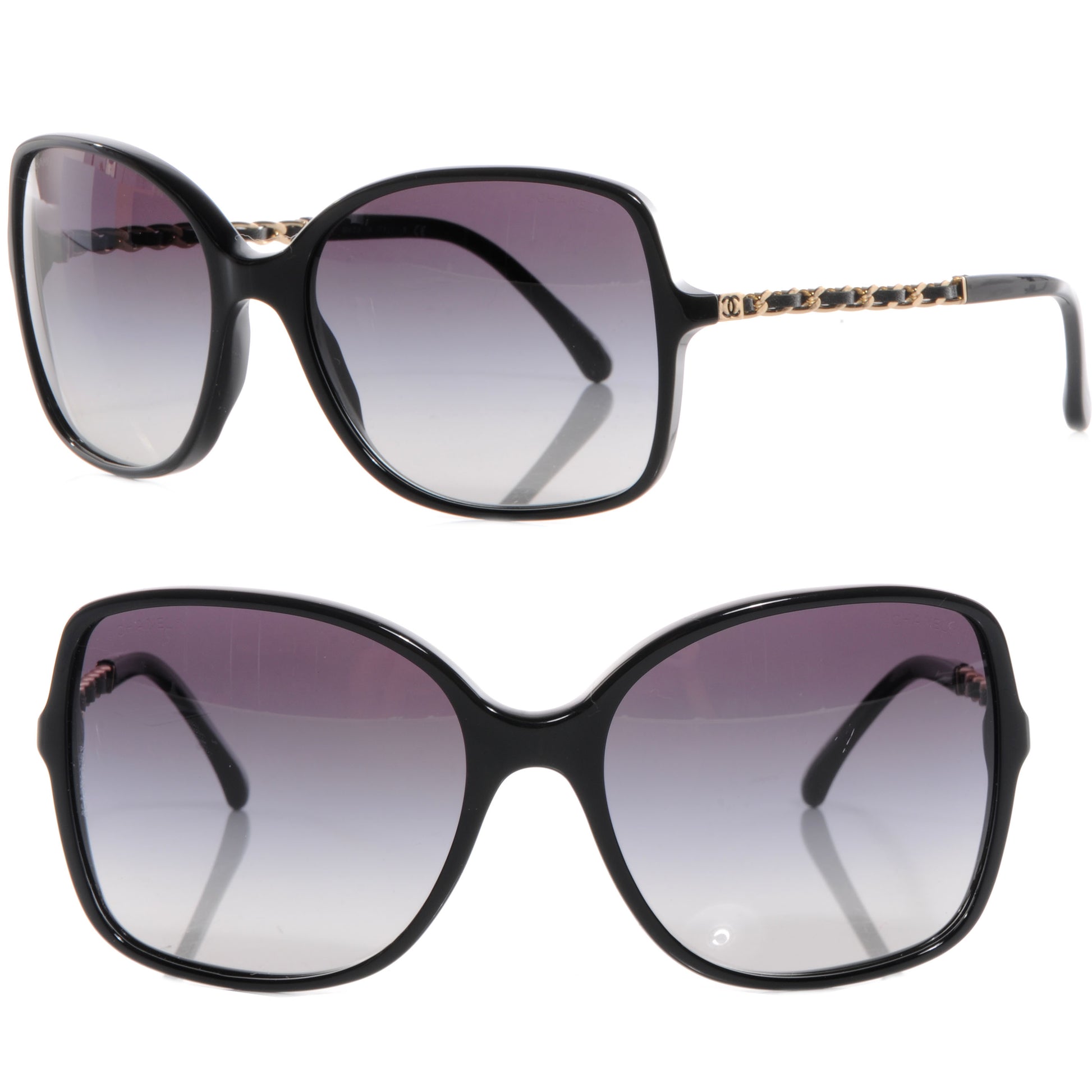 Chanel Acetate Lambskin Chain Square Sunglasses 5210-Q Black 1 of 4
