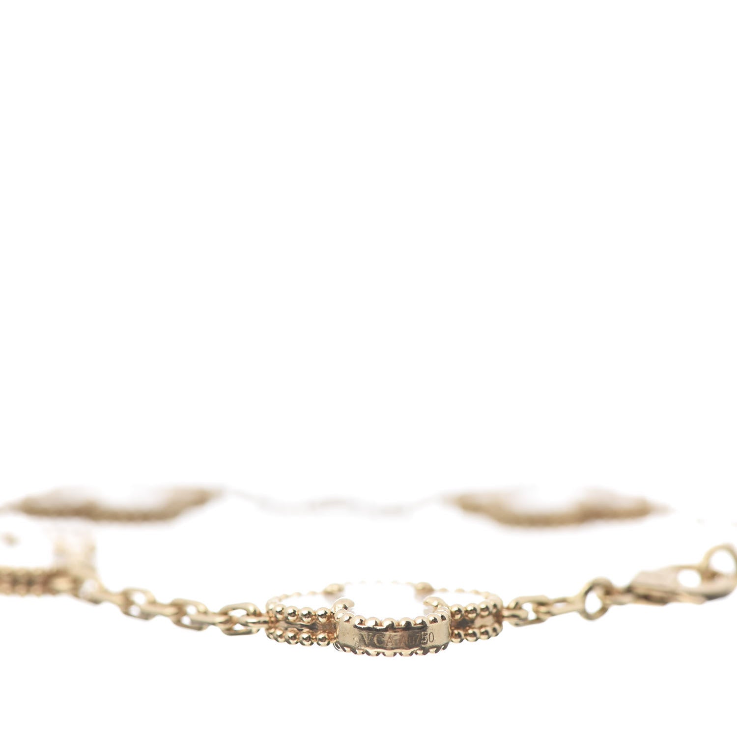 Van Cleef & Arpels 18K Yellow Gold Mother of Pearl 5 Motifs Vintage Alhambra Bracelet 4 of 7