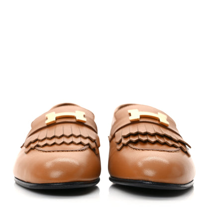 Hermes Goatskin Womens Royal Loafers 37 Naturel 2 of 8