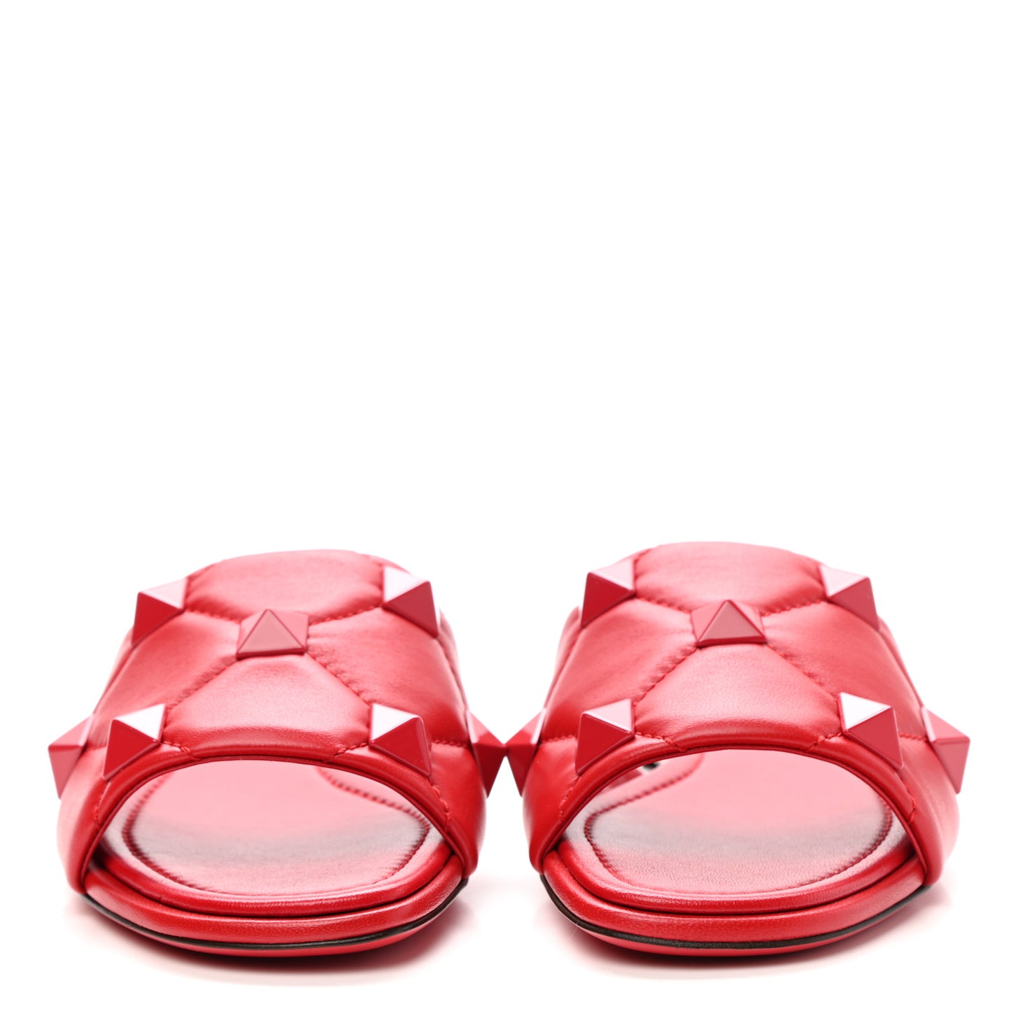 Nappa Monochrome Roman Stud Flat Slide Sandals 37 Rouge Pur