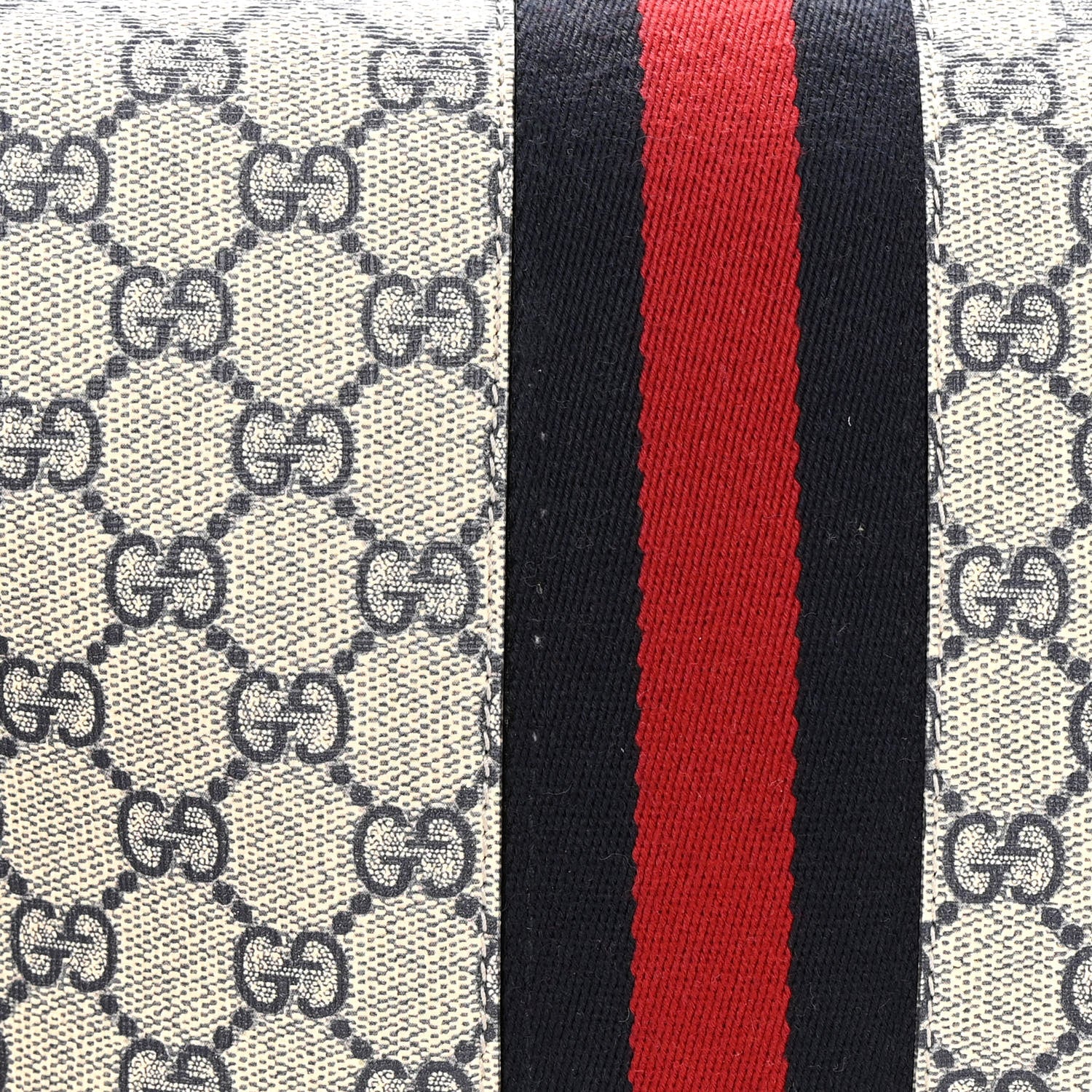 Gucci GG Supreme Monogram Textured Calfskin Web Medium Ophidia Shopping Tote Beige Blue 12 of 13