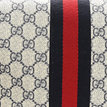 Gucci GG Supreme Monogram Textured Calfskin Web Medium Ophidia Shopping Tote Beige Blue 12 of 13