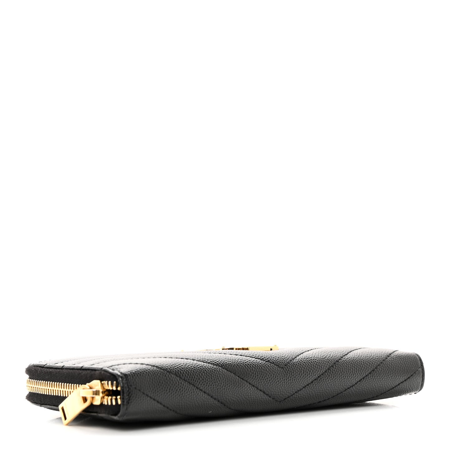 Grain De Poudre Matelasse Chevron Monogram Zip Around Wallet Black