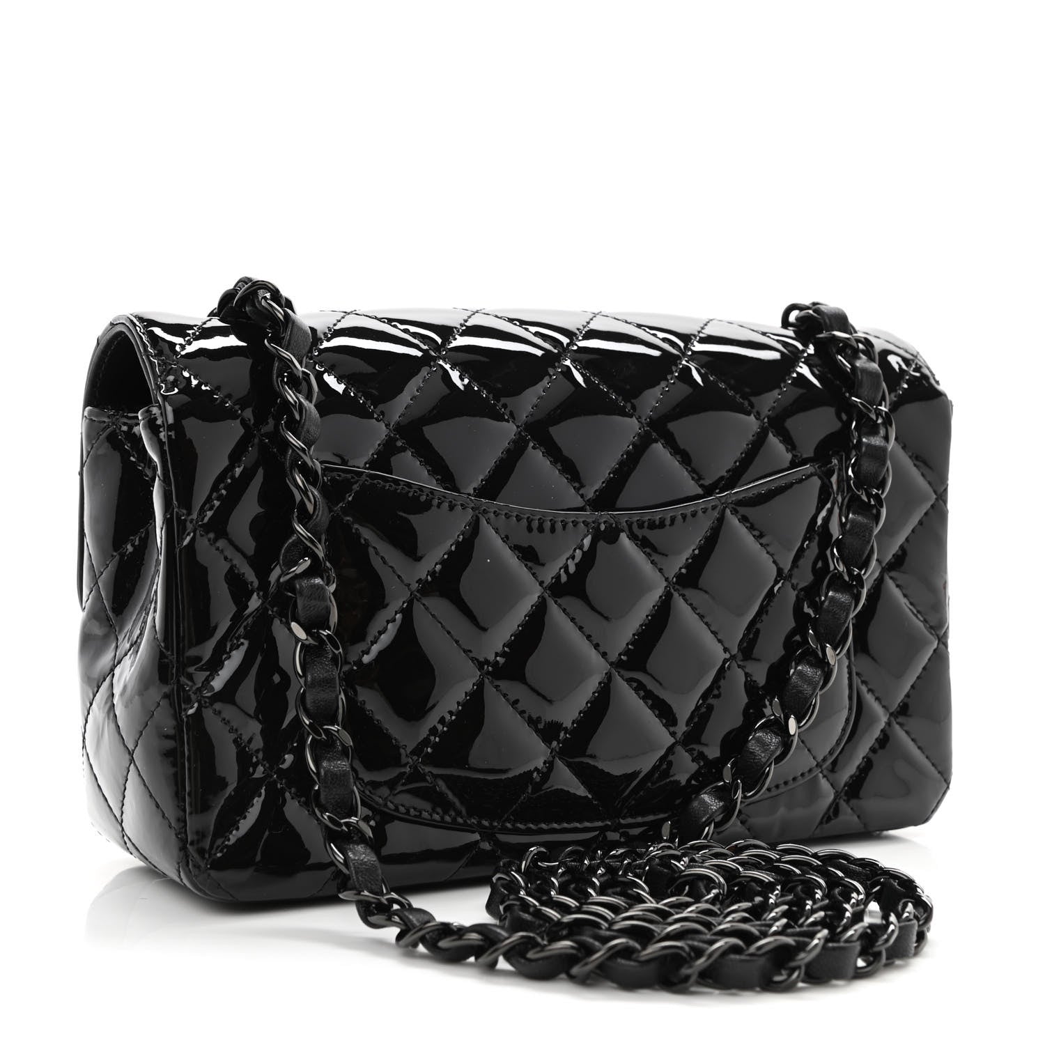 Chanel Patent Calfskin Quilted Mini Rectangular Flap So Black 3 of 10