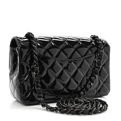Chanel Patent Calfskin Quilted Mini Rectangular Flap So Black 3 of 10