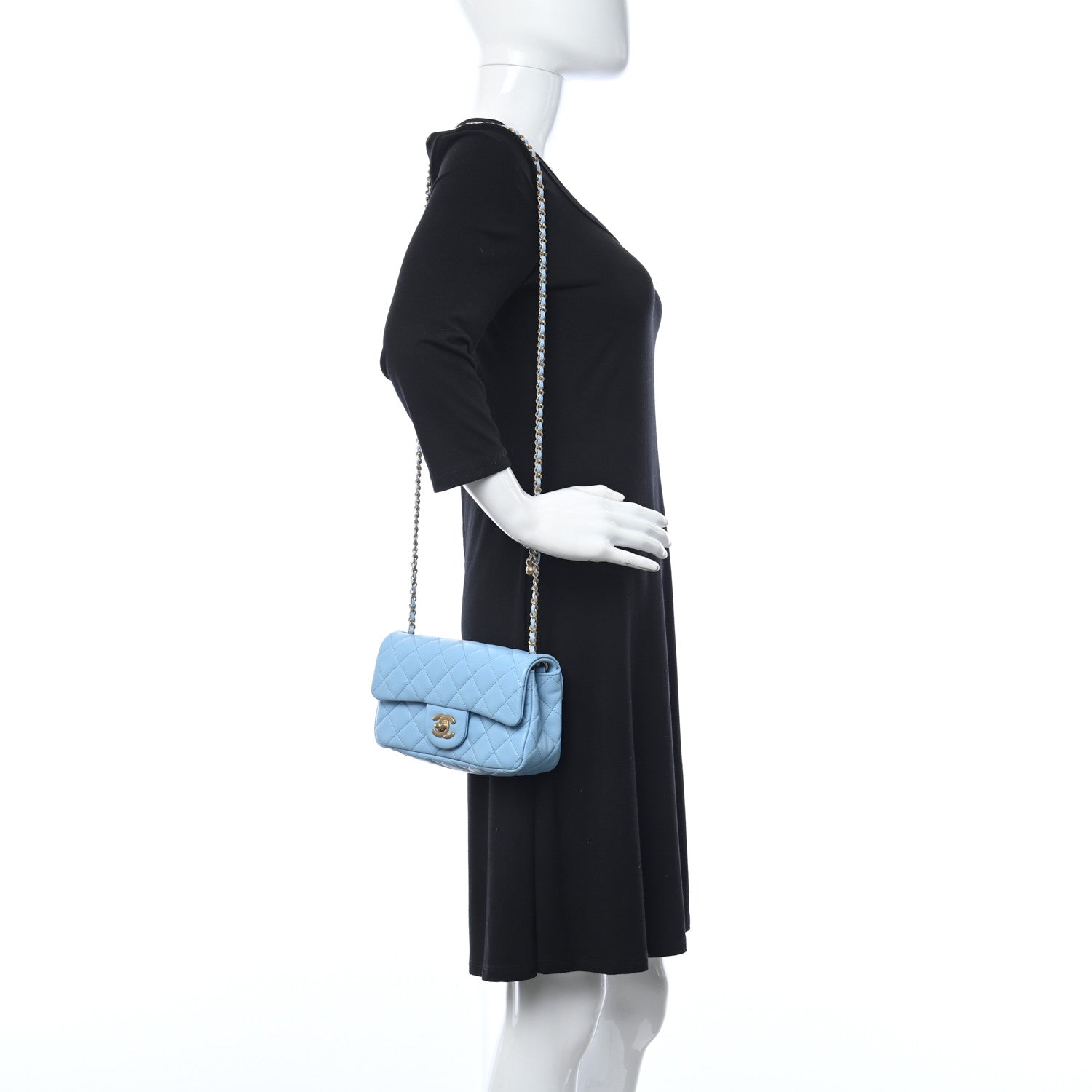 Chanel Lambskin Quilted Mini Rectangular Pearl Crush Flap Light Blue 2 of 9