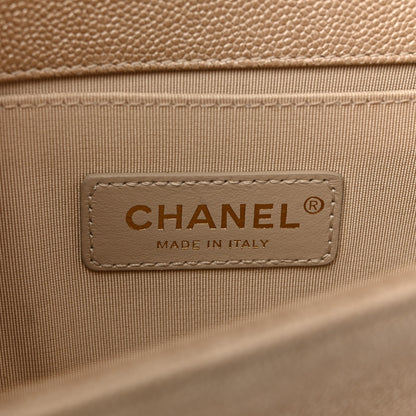 Chanel Iridescent Caviar Chevron Quilted Small Boy Flap Beige 11 of 21