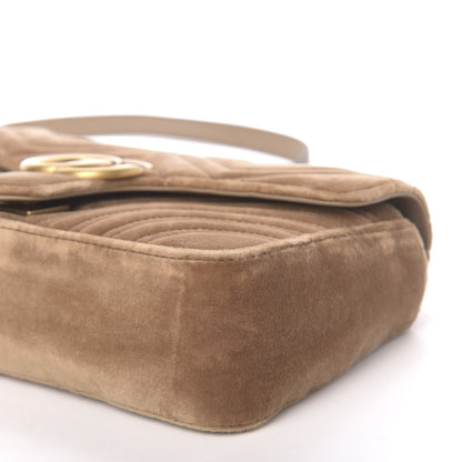 Gucci Velvet Matelasse Small GG Marmont Shoulder Bag Taupe 10 of 10