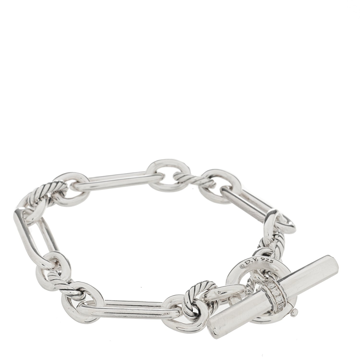 David Yurman Sterling Silver Diamond Lexington Chain Bracelet 1 of 3