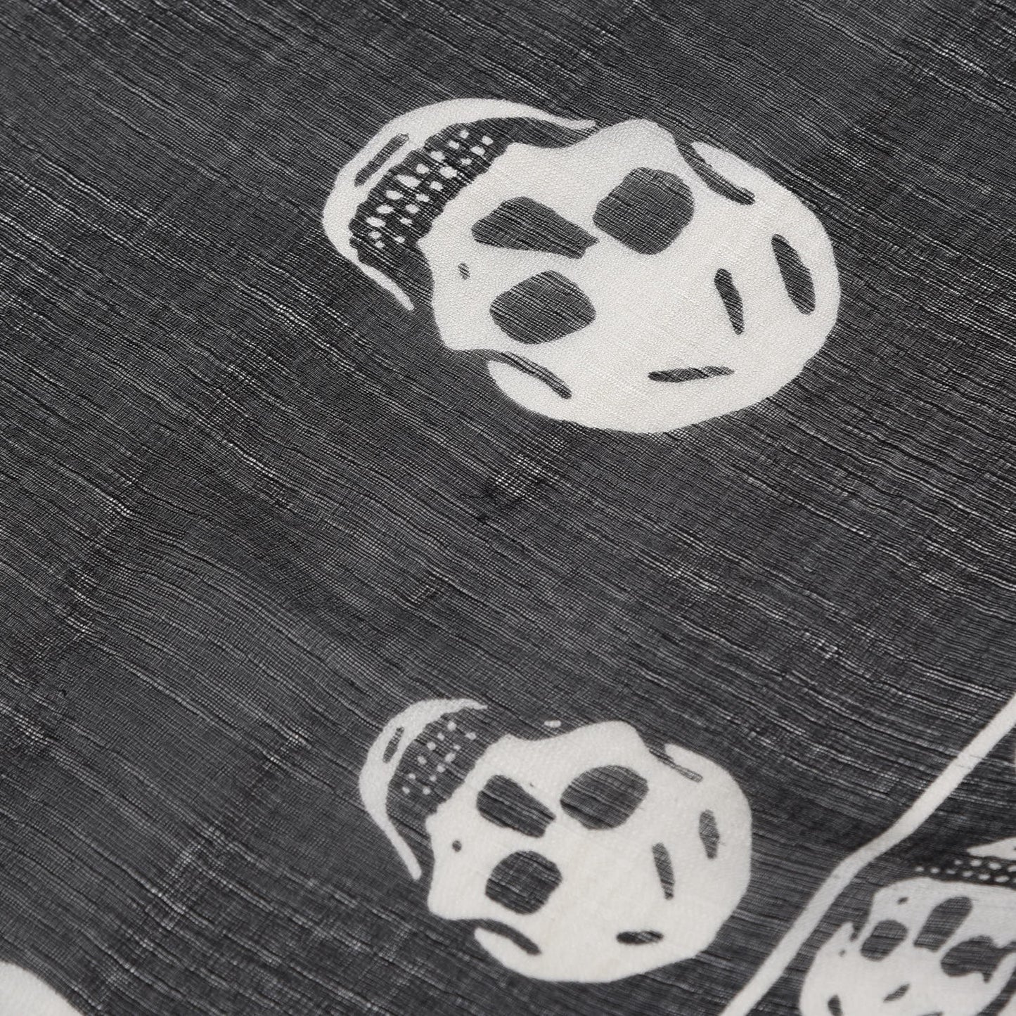 Silk Chiffon Skull Scarf Black Ivory