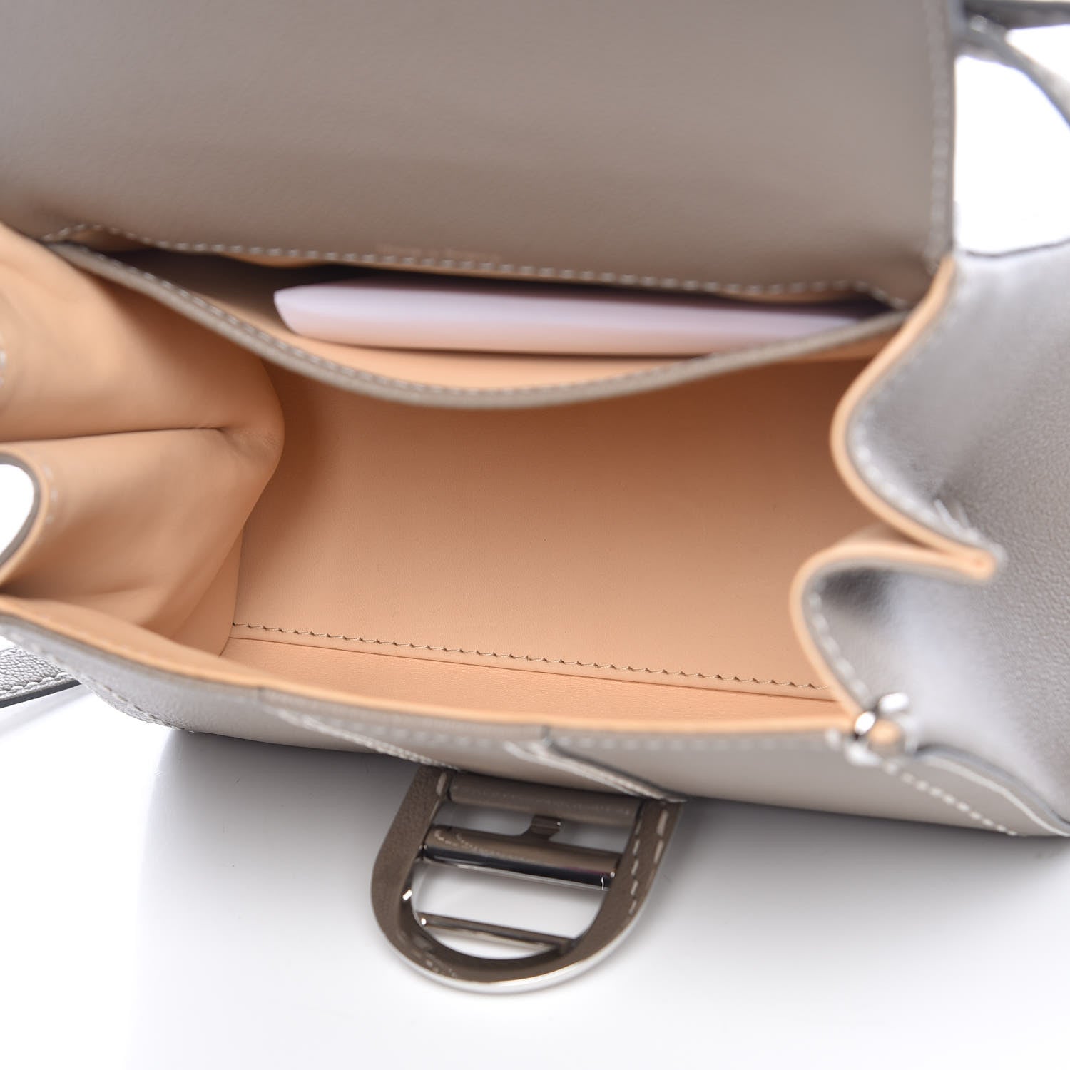 Delvaux Grained Rodeo Calfskin Surpique Mini Brillant Satchel Tourterelle Ivory 5 of 8
