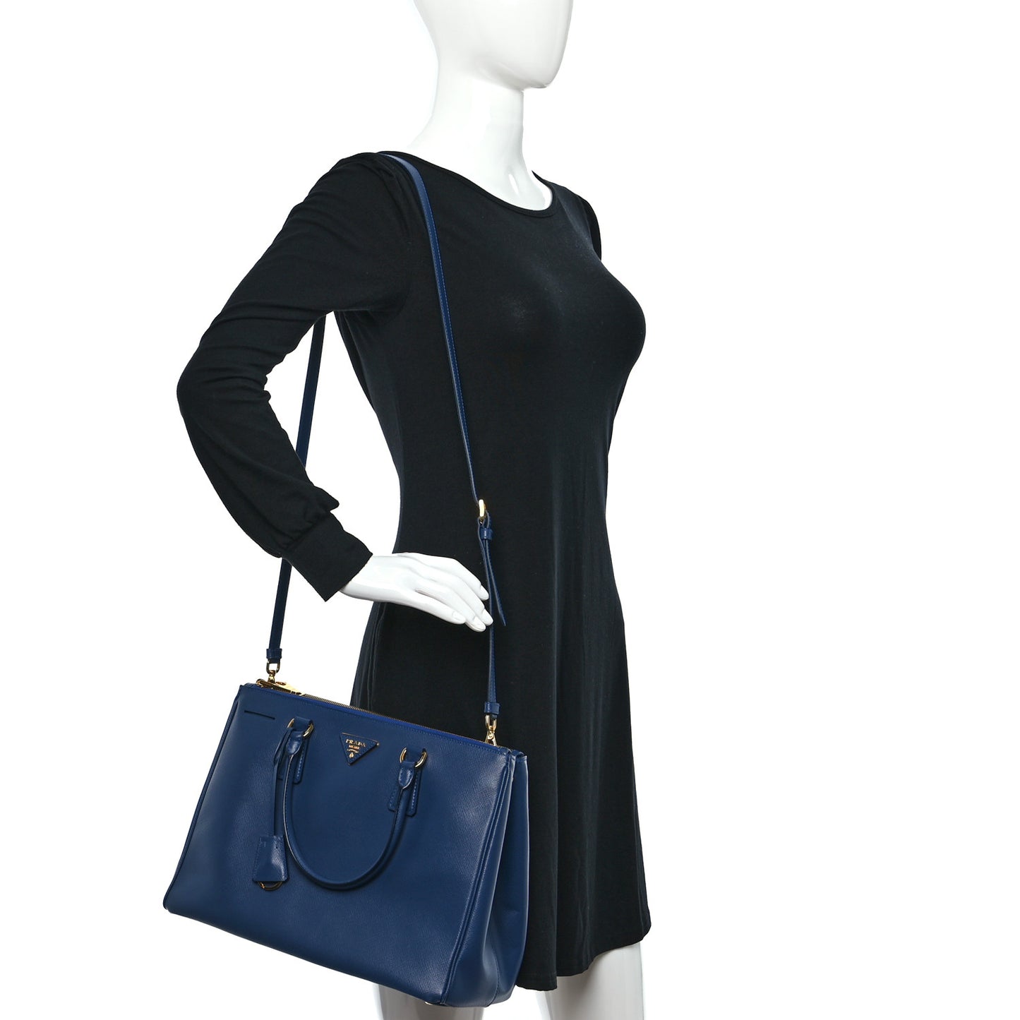 Saffiano Medium Galleria Double Zip Tote Bluette