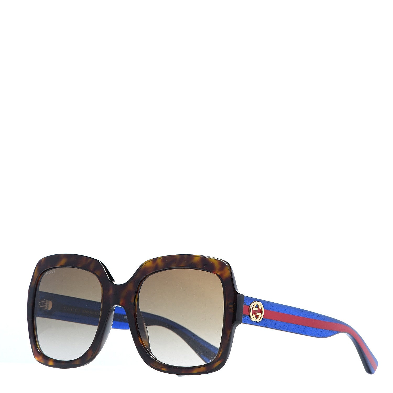 Gucci Oversize Square Web GG 0036S Sunglasses Tortoise 1 of 9