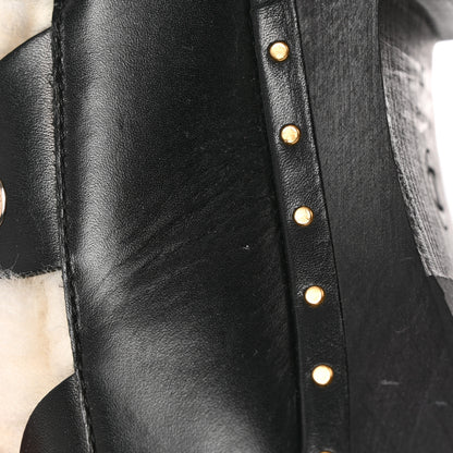 Chanel Shearling Chain Studded CC High Boot 37 White Black 13 of 16