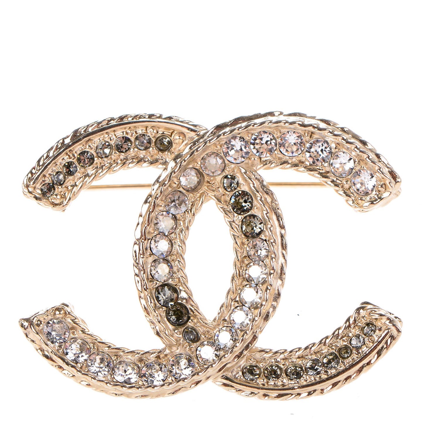 Crystal CC Brooch Light Gold