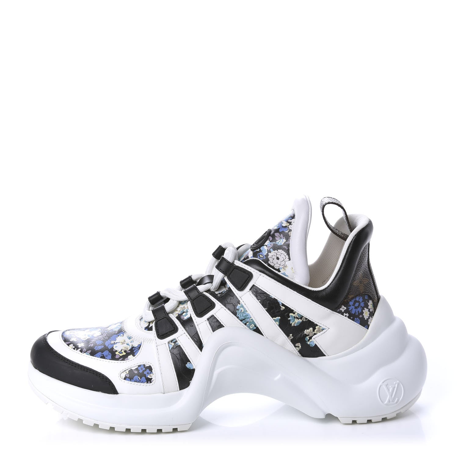 Louis Vuitton Flower Printed Calfskin Monogram LV Archlight Sneakers 39.5 Black Blue 1 of 11