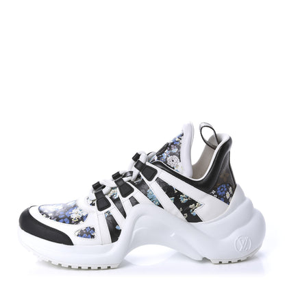 Louis Vuitton Flower Printed Calfskin Monogram LV Archlight Sneakers 39.5 Black Blue 1 of 11