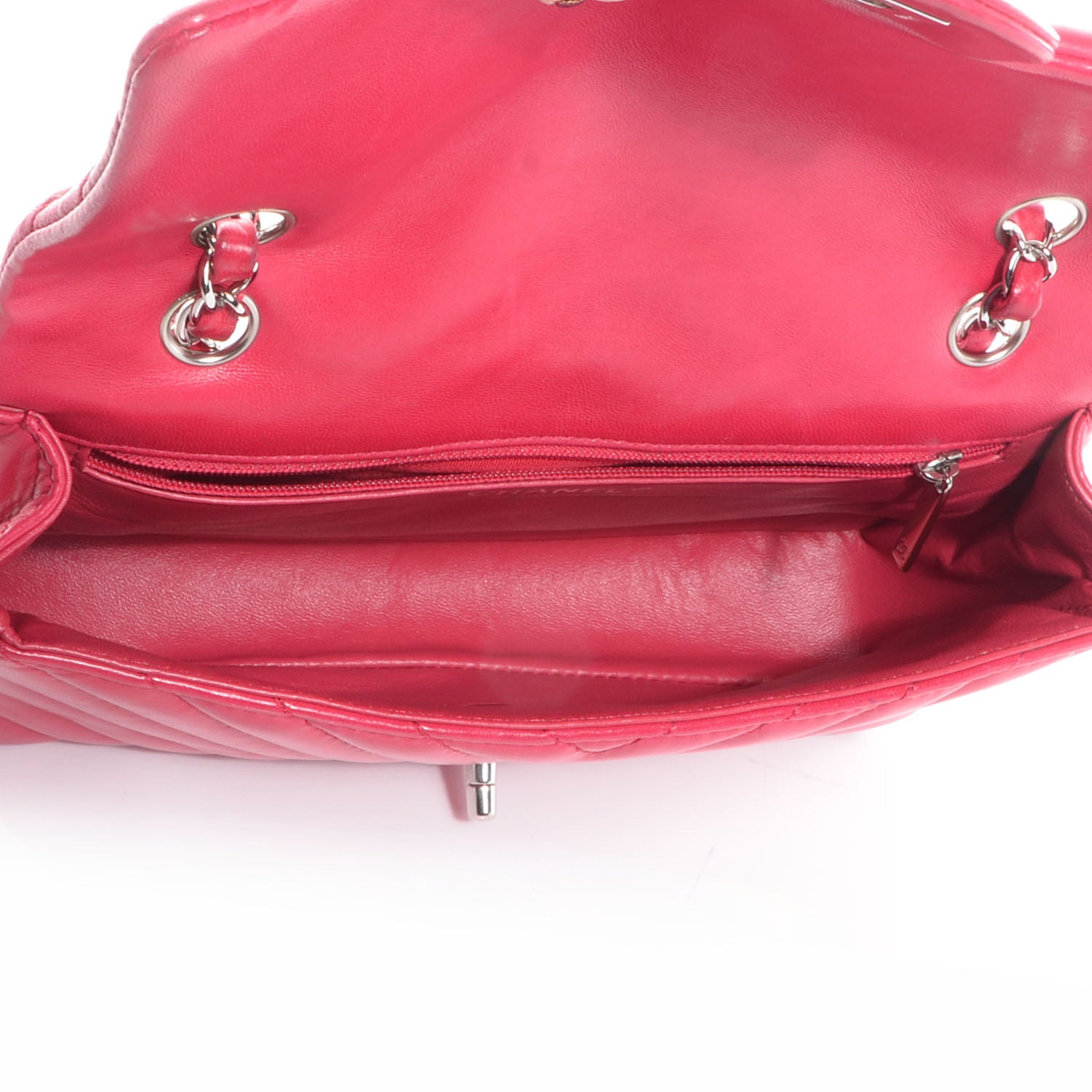 Chanel Lambskin Surpique Chevron Medium Flap Dark Pink 5 of 8