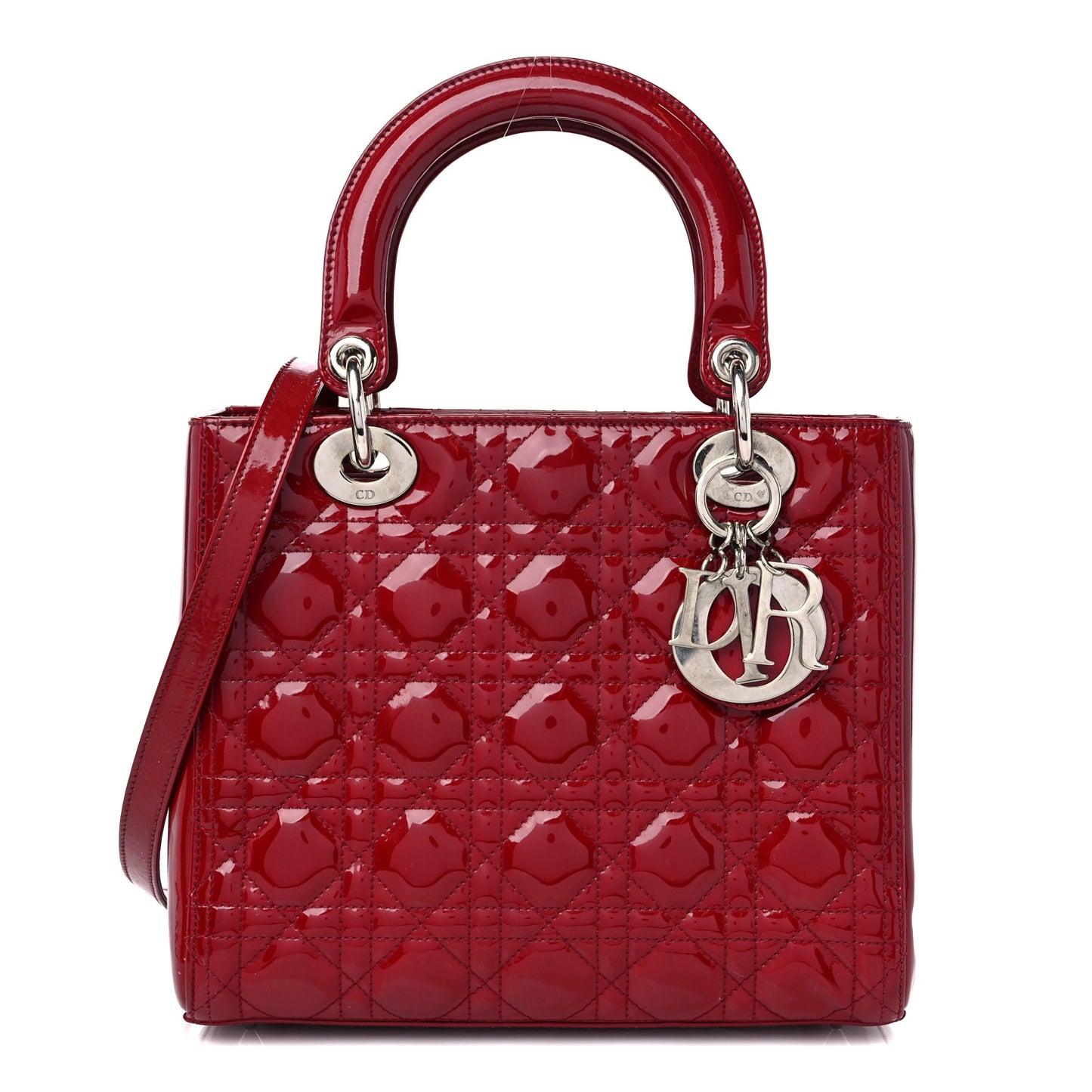 Patent Cannage Medium Lady Dior Red