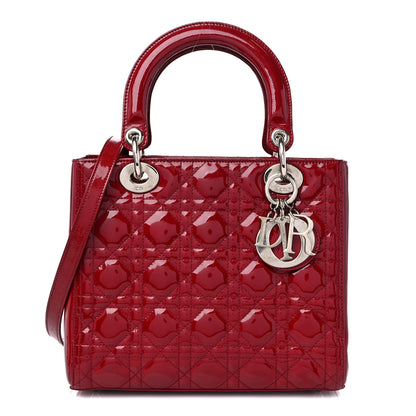 Christian Dior Patent Cannage Medium Lady Dior Red 1 of 9