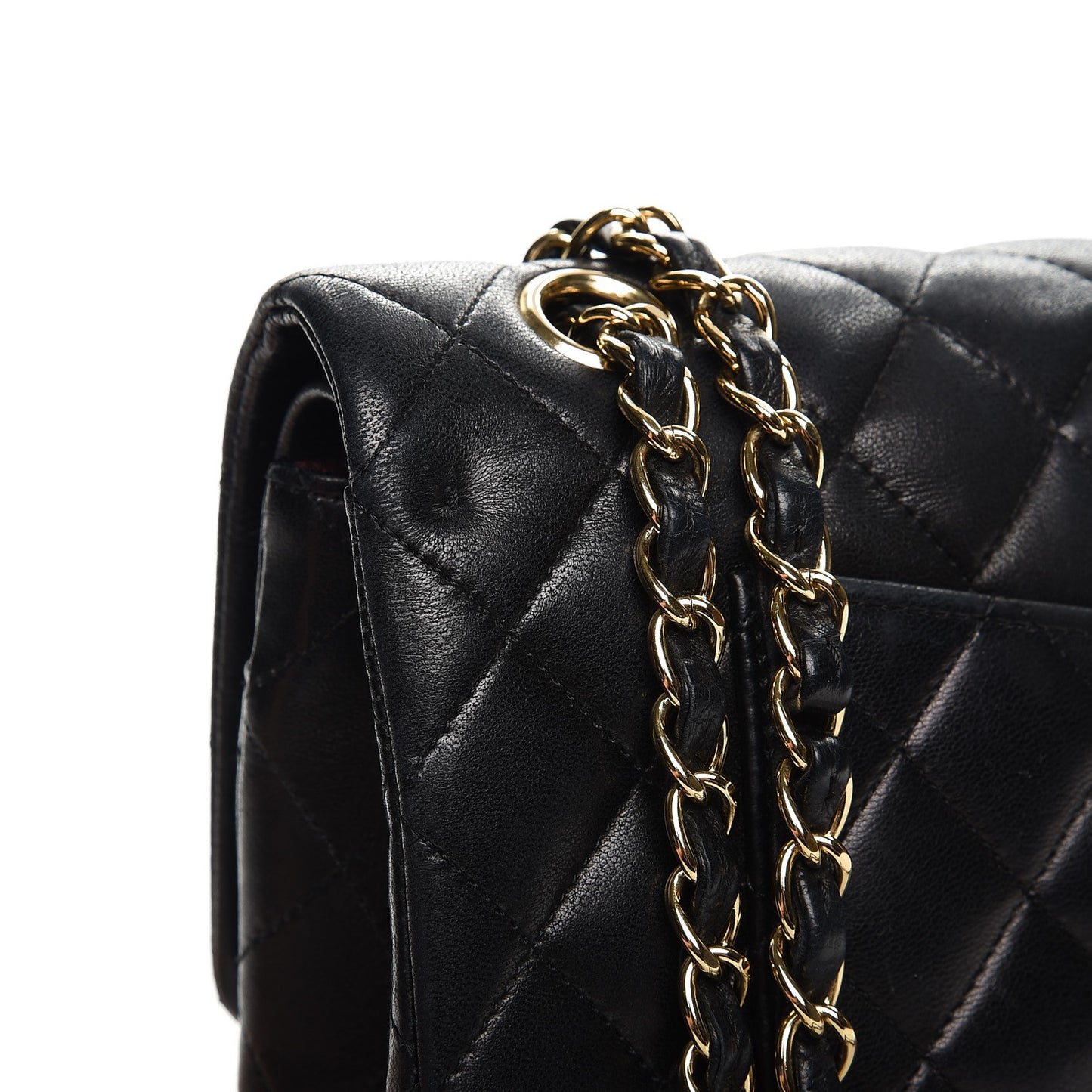 Lambskin Quilted Medium Double Flap Black