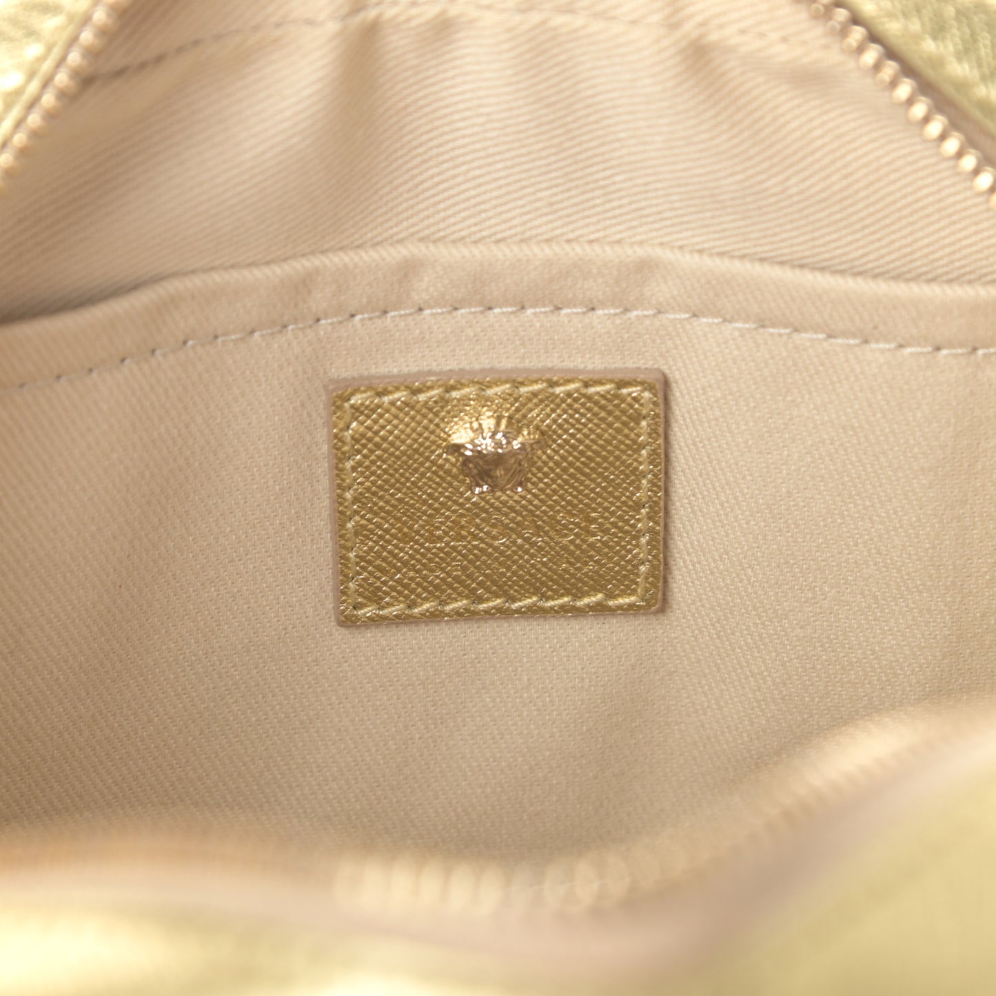 Grained Calfskin Palazzo Medusa Camera Bag Gold