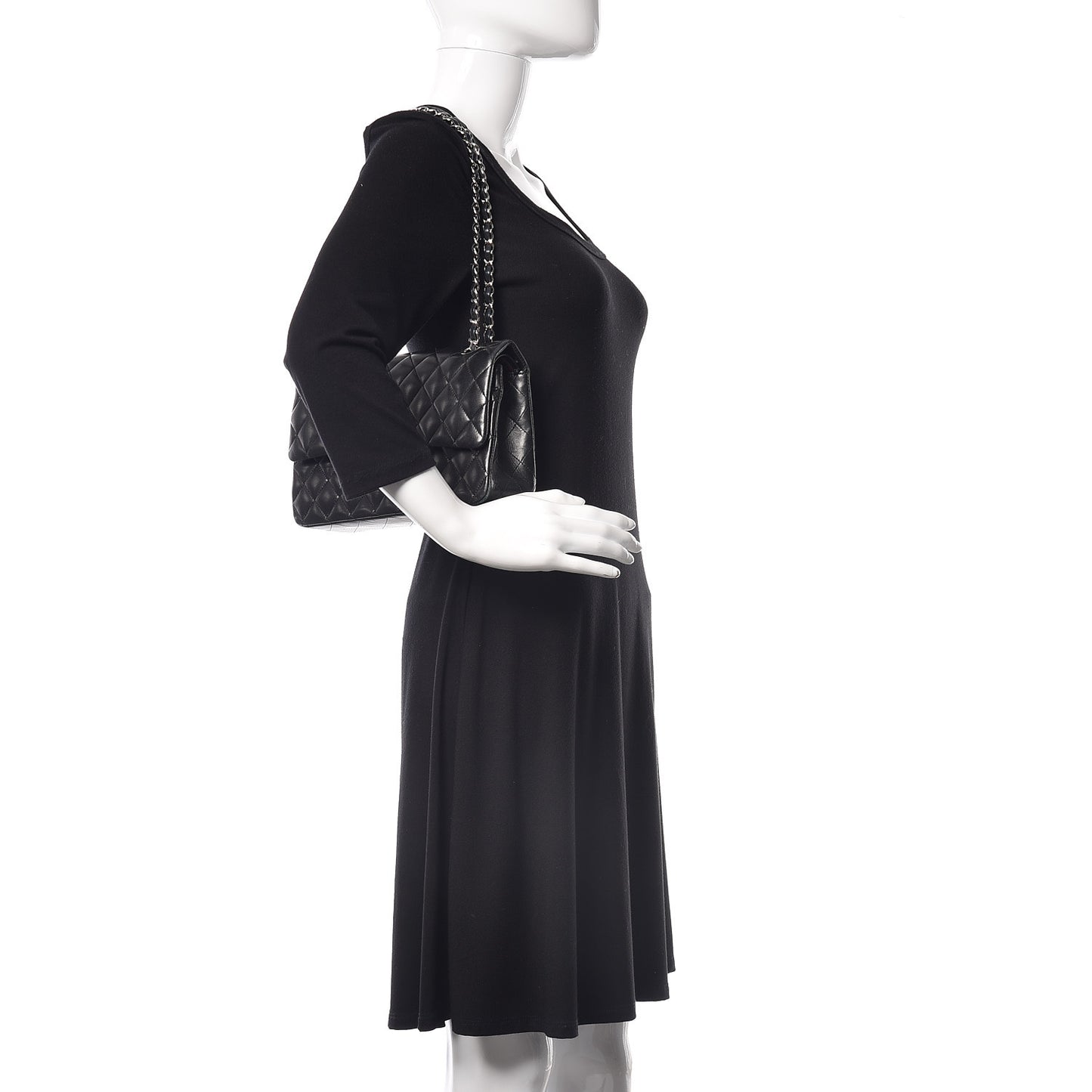 Lambskin Quilted Medium Double Flap Bag Black