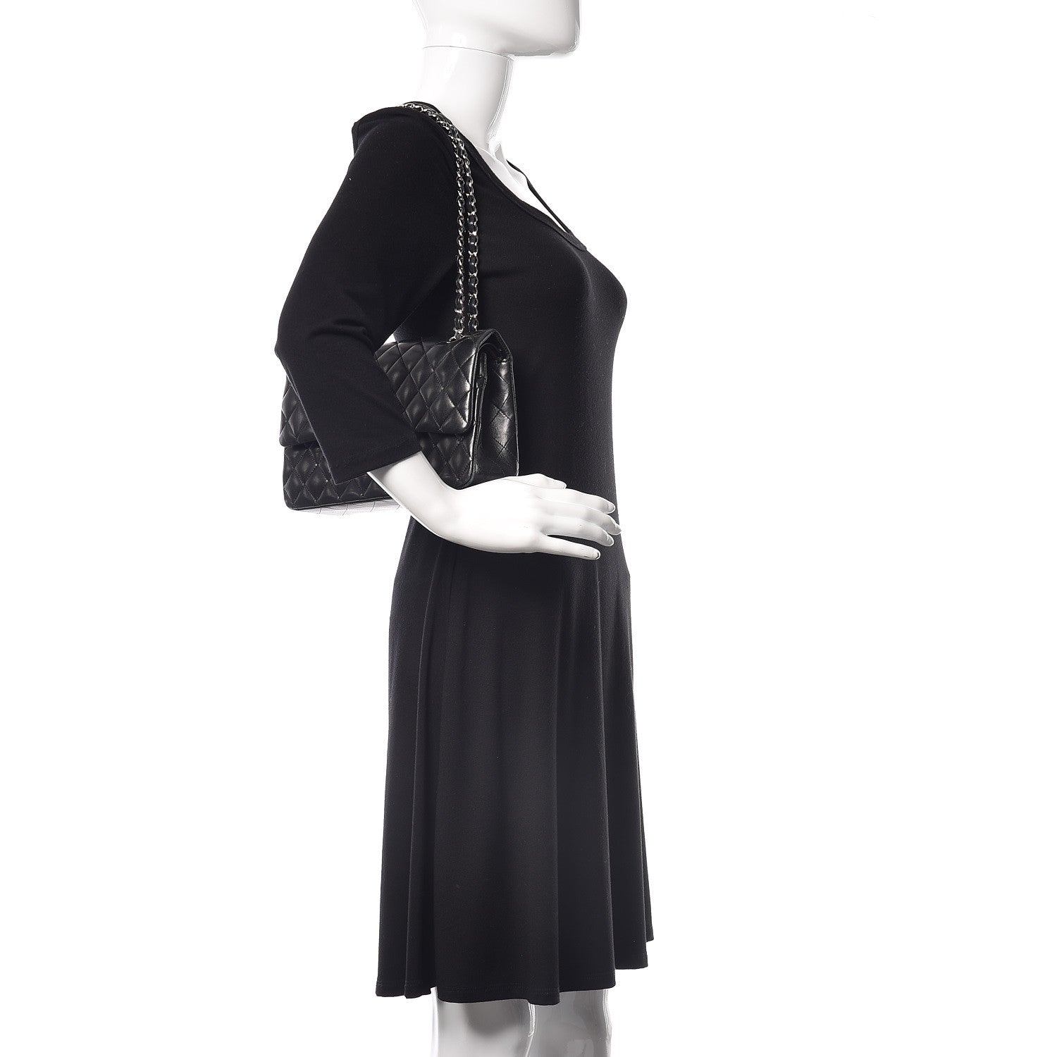 Chanel Lambskin Quilted Medium Double Flap Bag Black 2 of 27