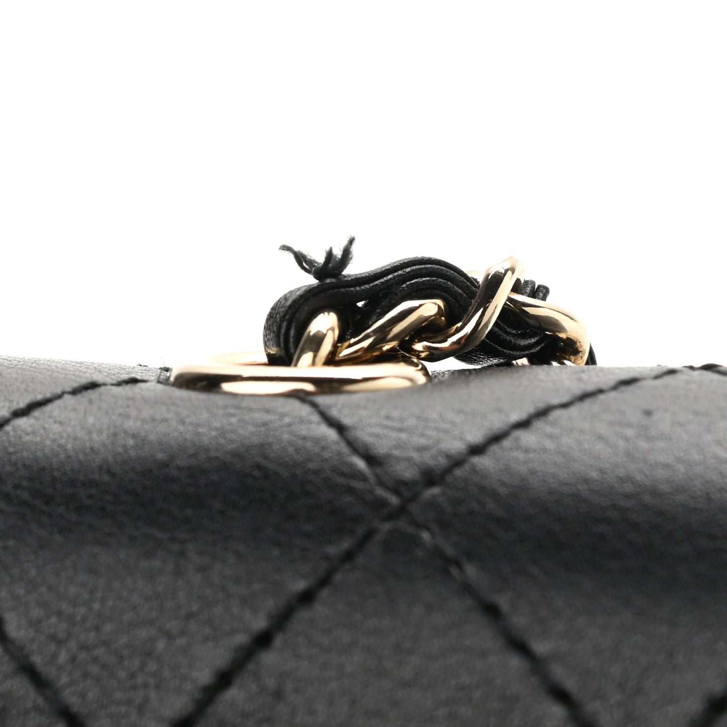 Calfskin Stitched Small Covered CC Flap Bag Black