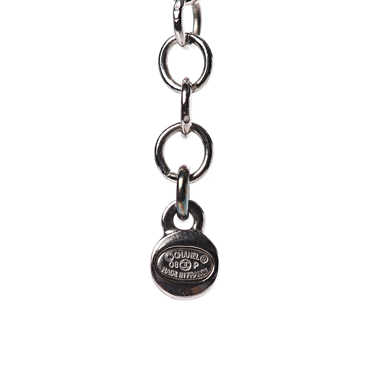 Chanel Crystal Love CC Pendant Necklace Purple Silver 4 of 6