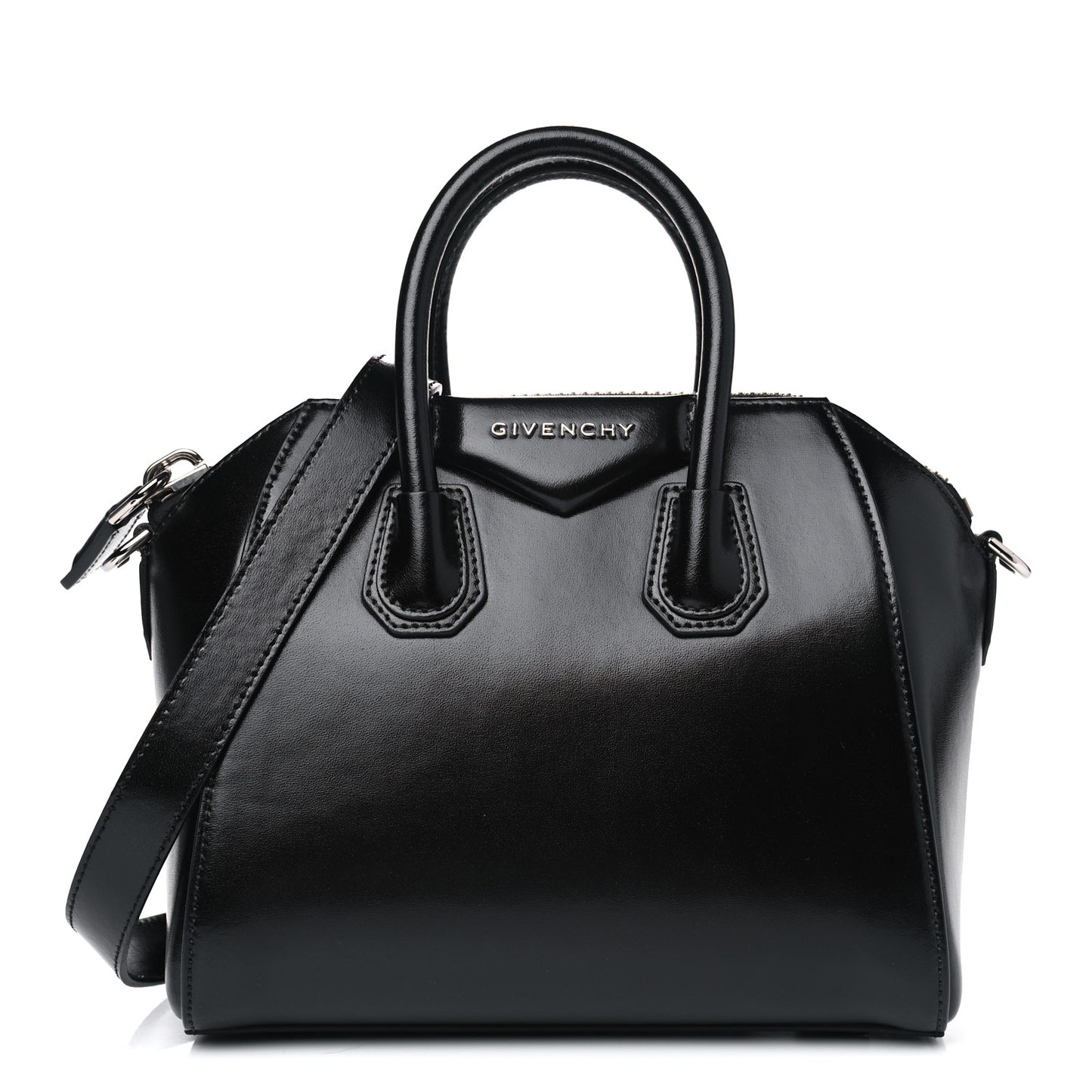 Shiny Lord Calfskin Mini Antigona Black