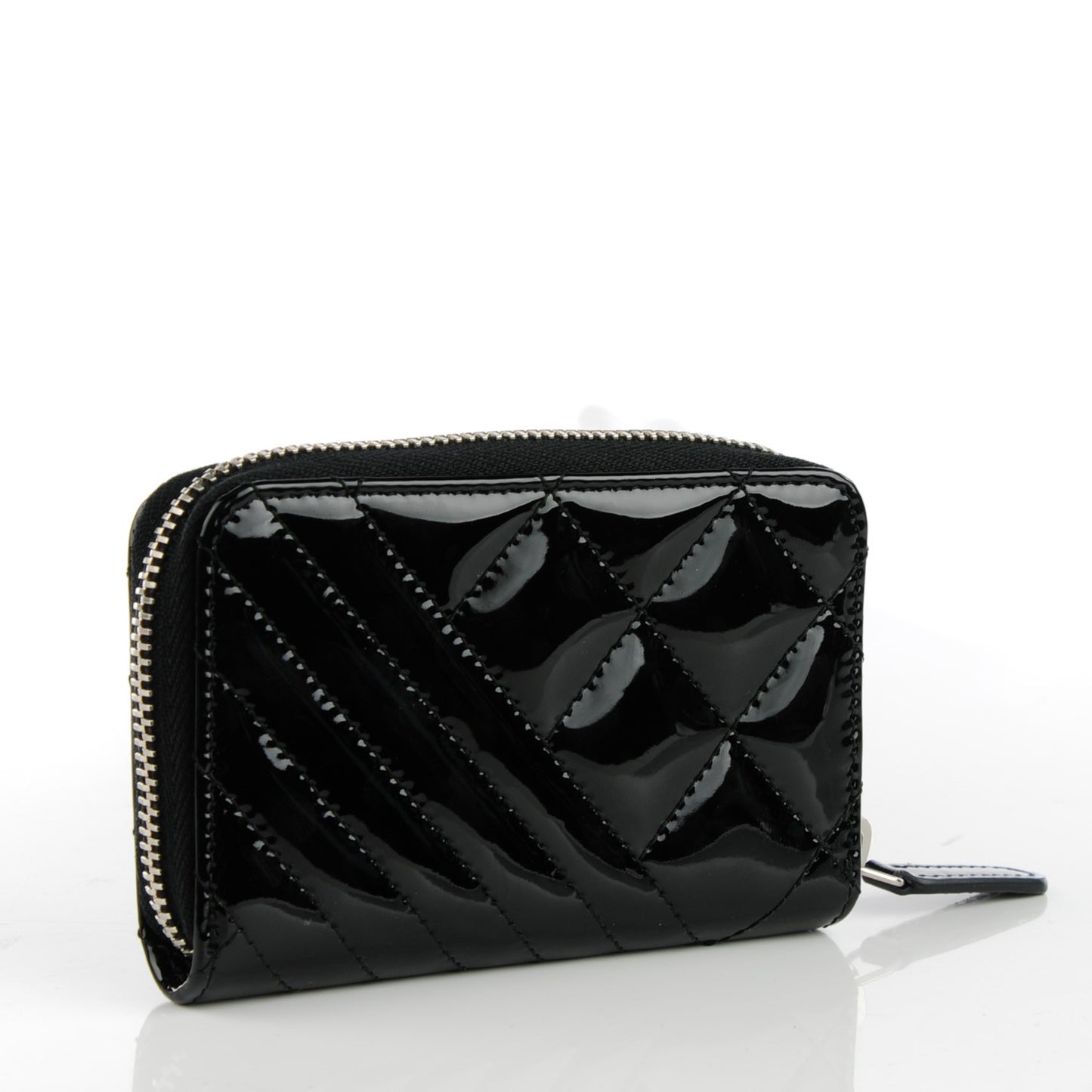 Patent Quilted Coco Boy Zip Coin Purse Black