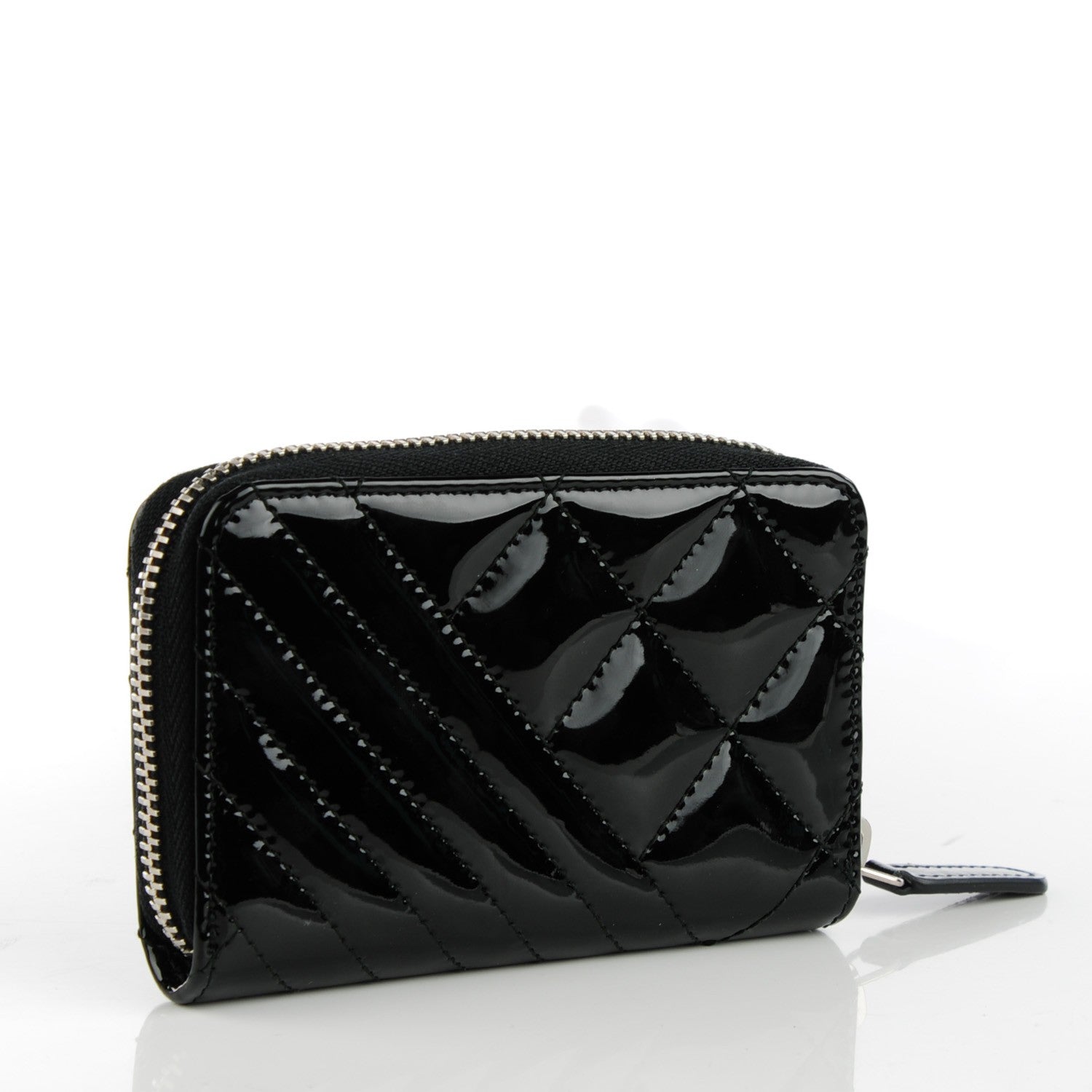 Chanel Patent Quilted Coco Boy Zip Coin Purse Black 3 of 7