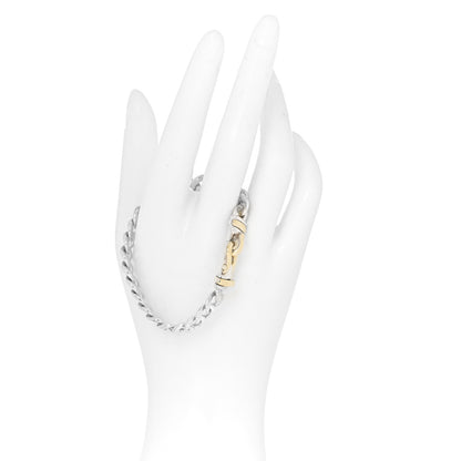 David Yurman Sterling Silver 14K Yellow Gold Curb Link Buckle Bracelet 2 of 5