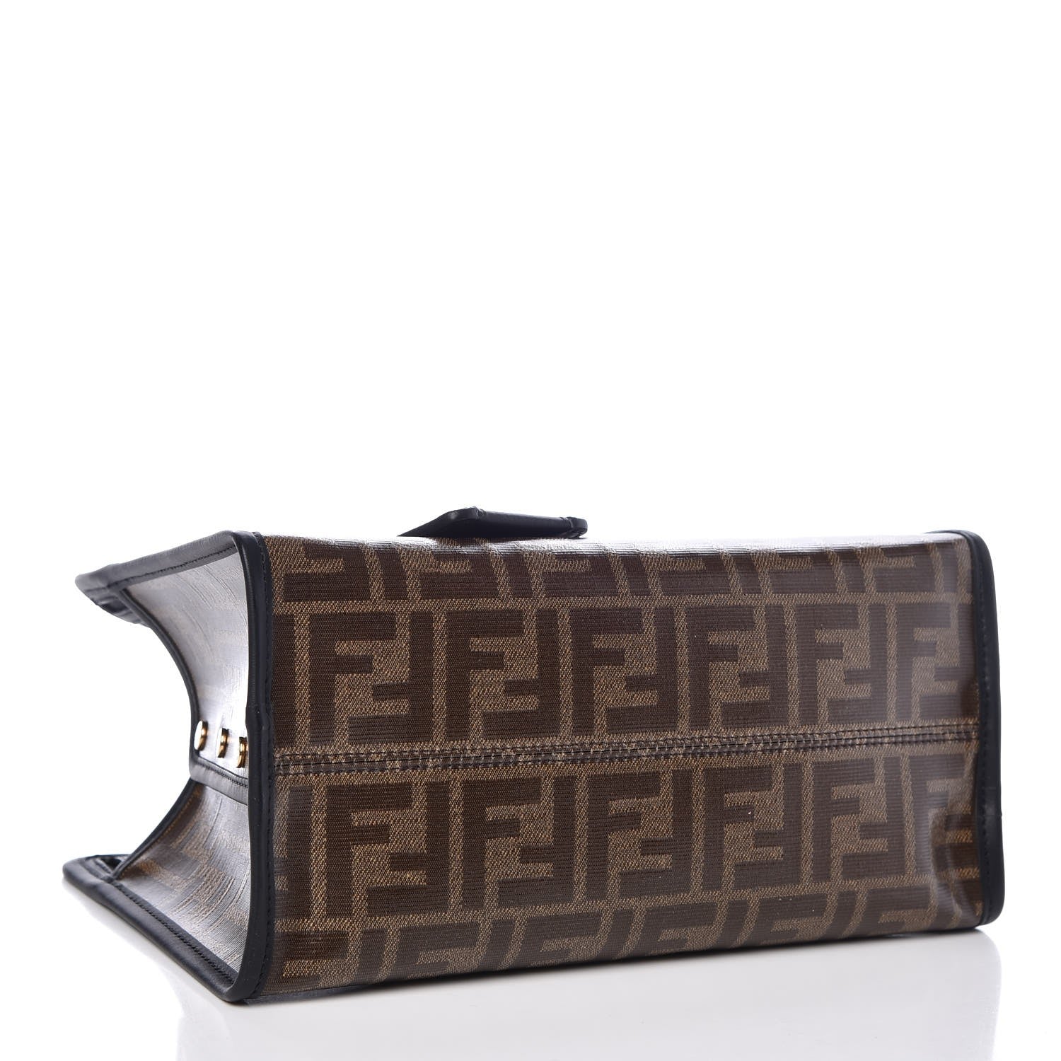 Fendi Glazed Fabric Vitello Century FF 1974 Stamp Patch Mini Peekaboo Defender Cover Mogano Panna Black 4 of 7
