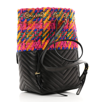 Saint Laurent Tweed Lambskin Matelasse Monogram Joe Backpack Black Rosso Multicolor 3 of 10