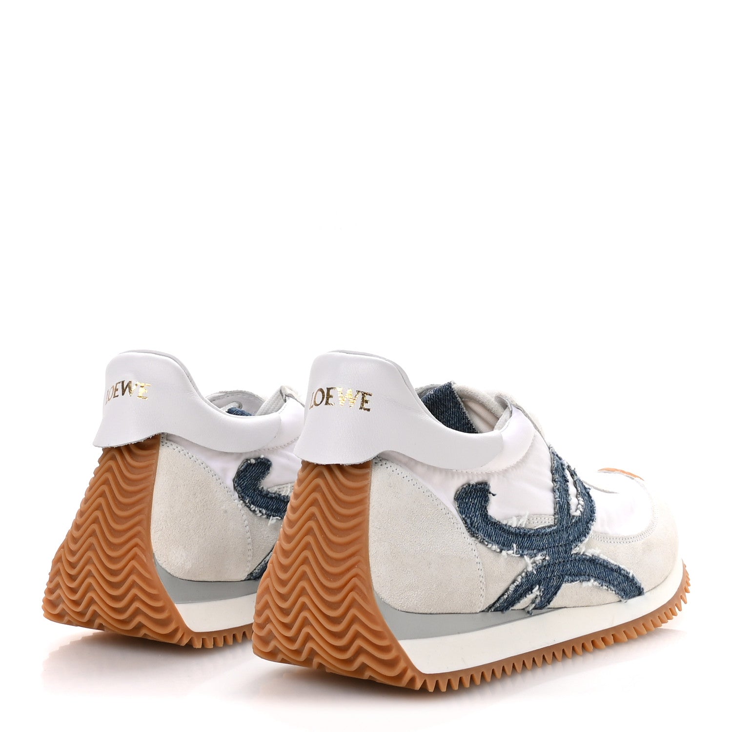 Loewe Nylon Suede Denim Flow Retro Runner Sneakers 38 White