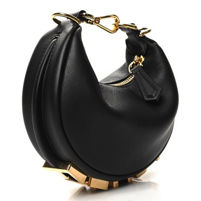 Fendi Vitello Grace Matte Nano Fendigraphy Hobo Charm Black 3 of 10