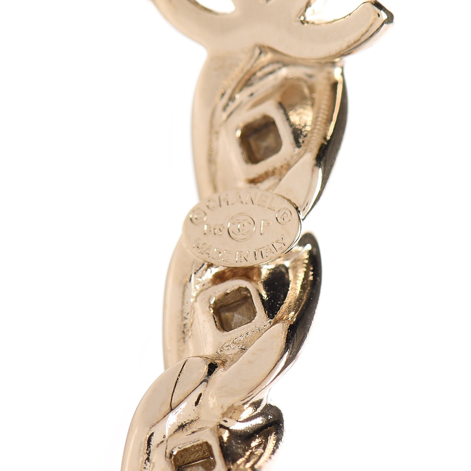 Chanel Crystal CC Hoop Earrings Gold 4 of 7