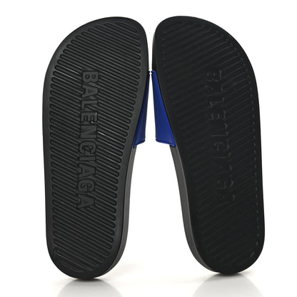 Balenciaga PVC Logo Mens Pool Slide Sandals 39 Blue Black 5 of 6