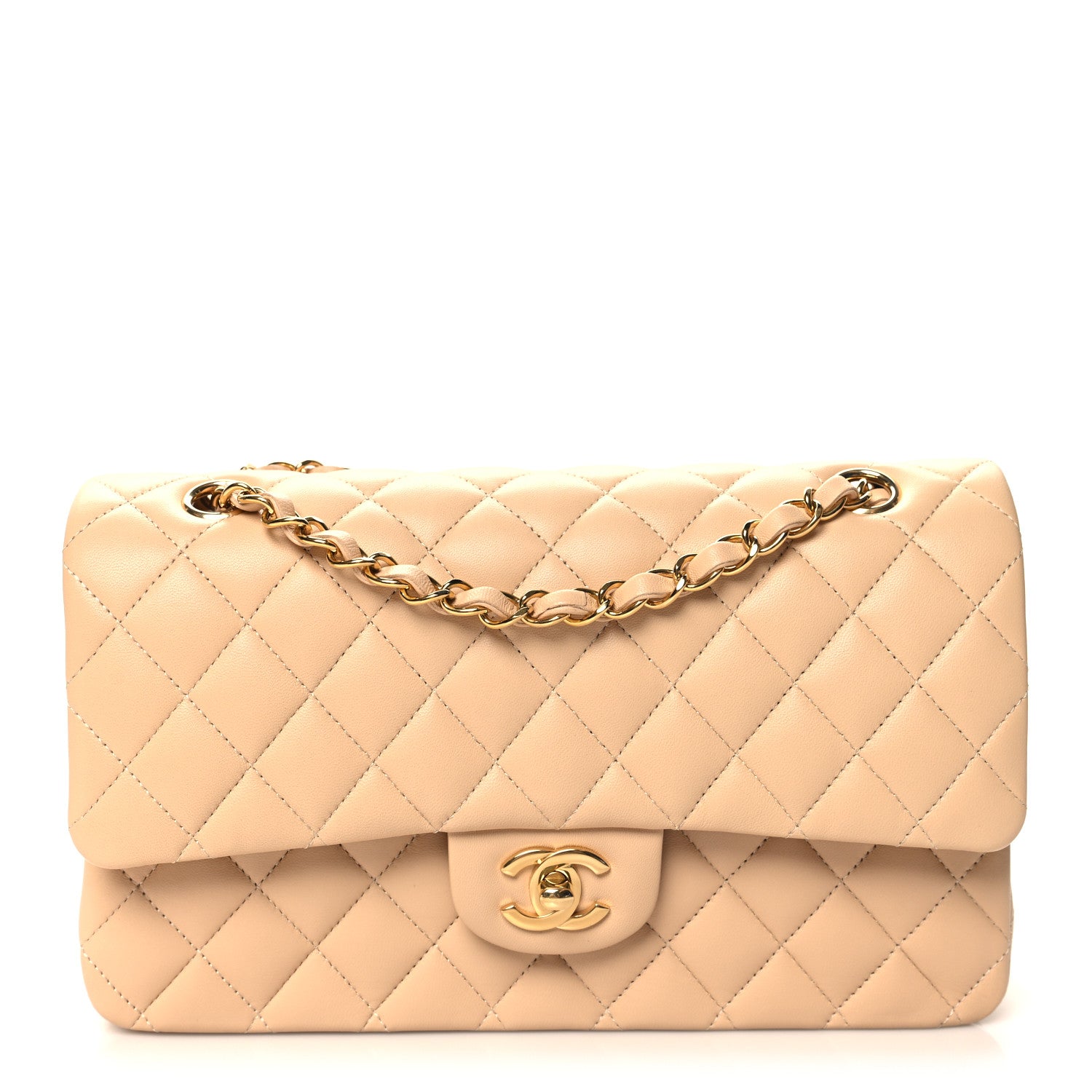Chanel Lambskin Quilted Medium Double Flap Beige 1 of 11