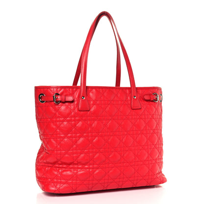Christian Dior Coated Canvas Cannage Large Panarea Tote Red 2 of 11