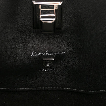 Salvatore Ferragamo Calfskin Suede Patchwork Studio Tote Black White Brown 6 of 9