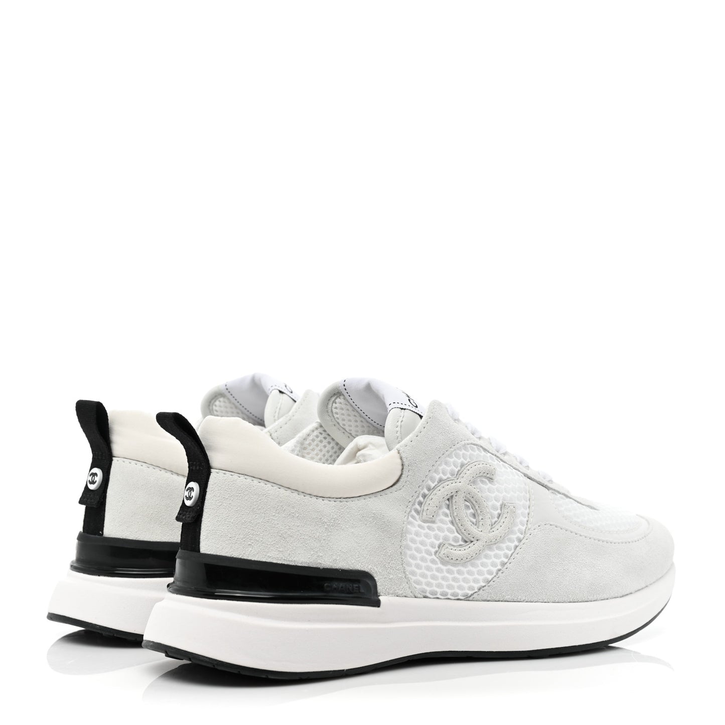 Calfskin Mesh Lycra Suede Womens Logo Sneakers 39 White